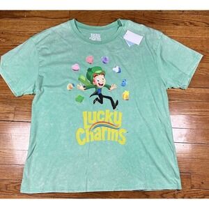 Lucky Charms Blouse Adult large Green Graphic Tee Crew Neck Short Sleeve